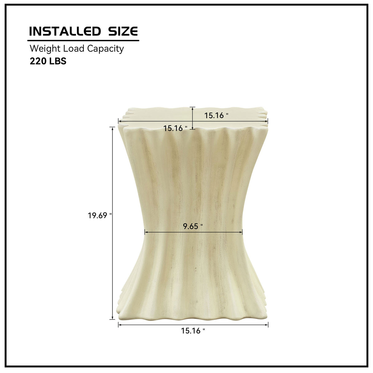 15.16 Inch Side Table Vintage Sturdy Fiberglass Table