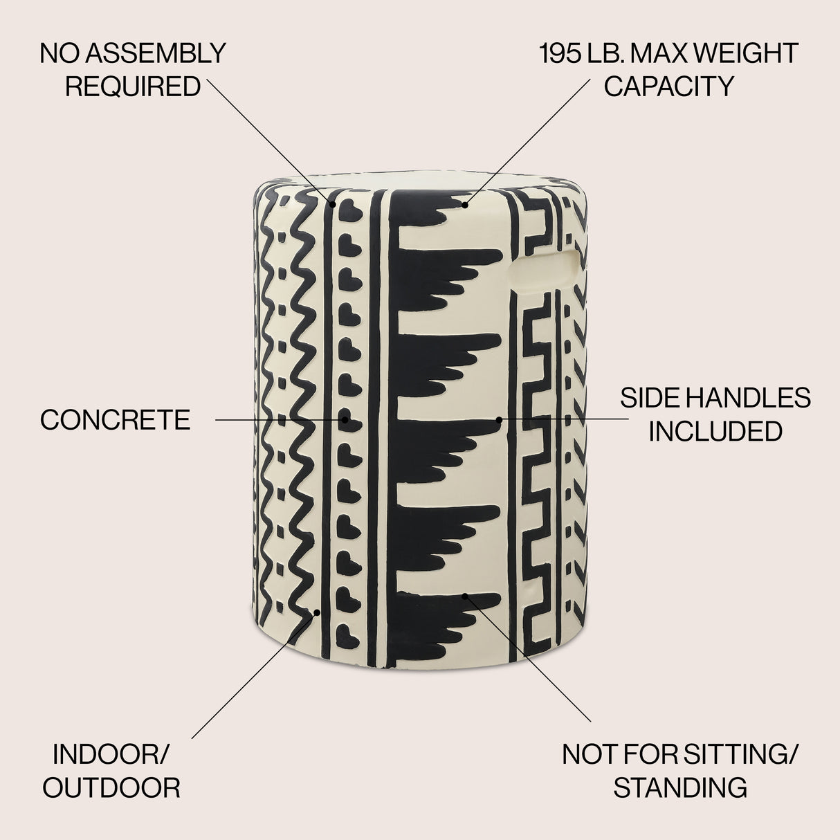 Yoli MidCentury Modern Geometric Drum Garden Stool