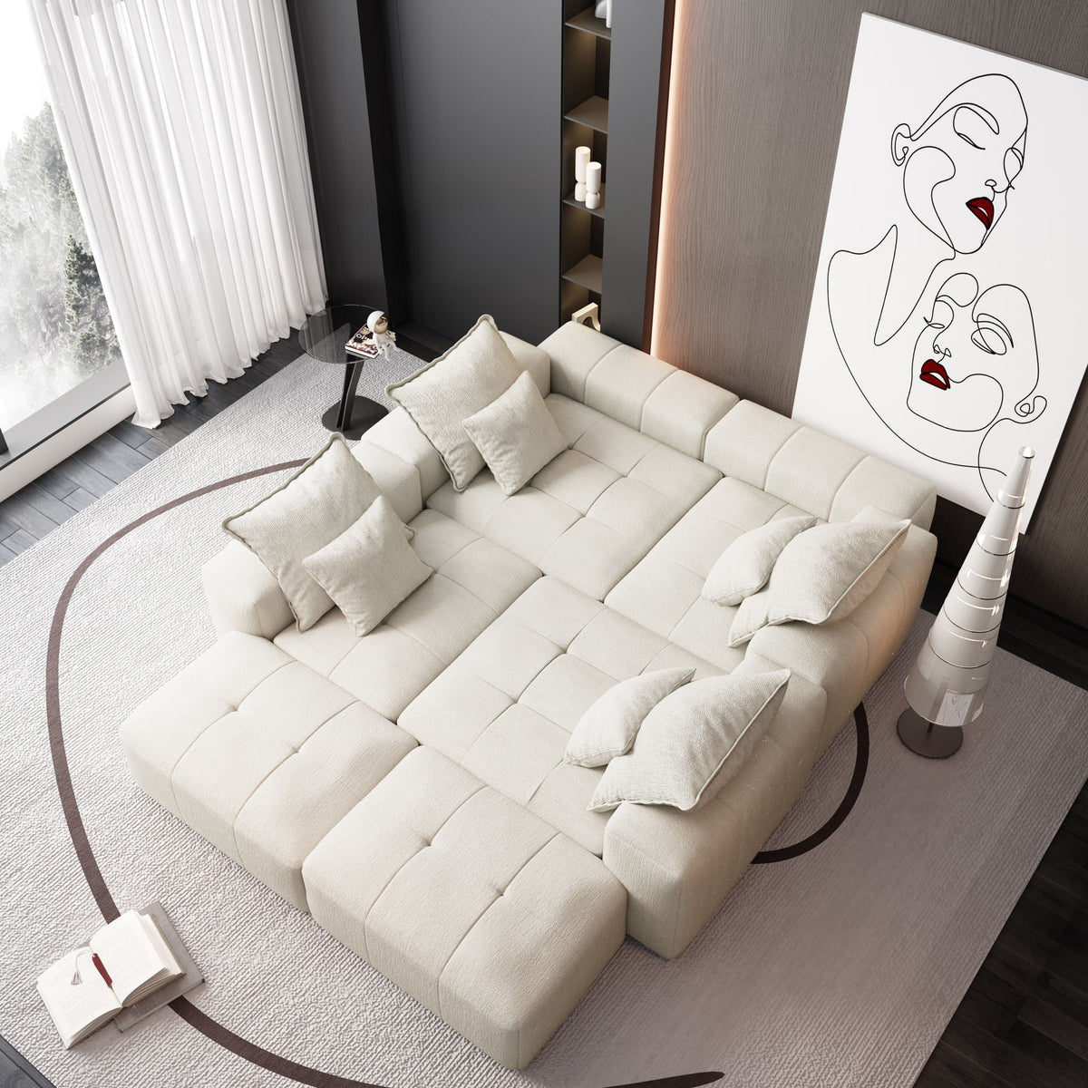 Modern Oversized Modular Sectional Sofa with Pillows - Multiple Colors