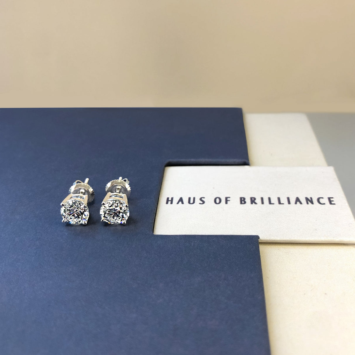 14K Gold Round Lab Grown Diamond Solitaire Stud Earrings with Screw Backs