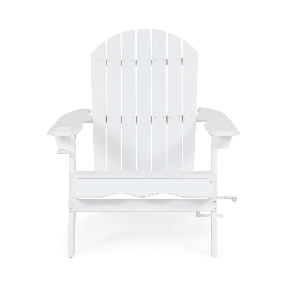 Zenithia Outdoor Foldable Adirondack Chair with 2 Cup Holders - White