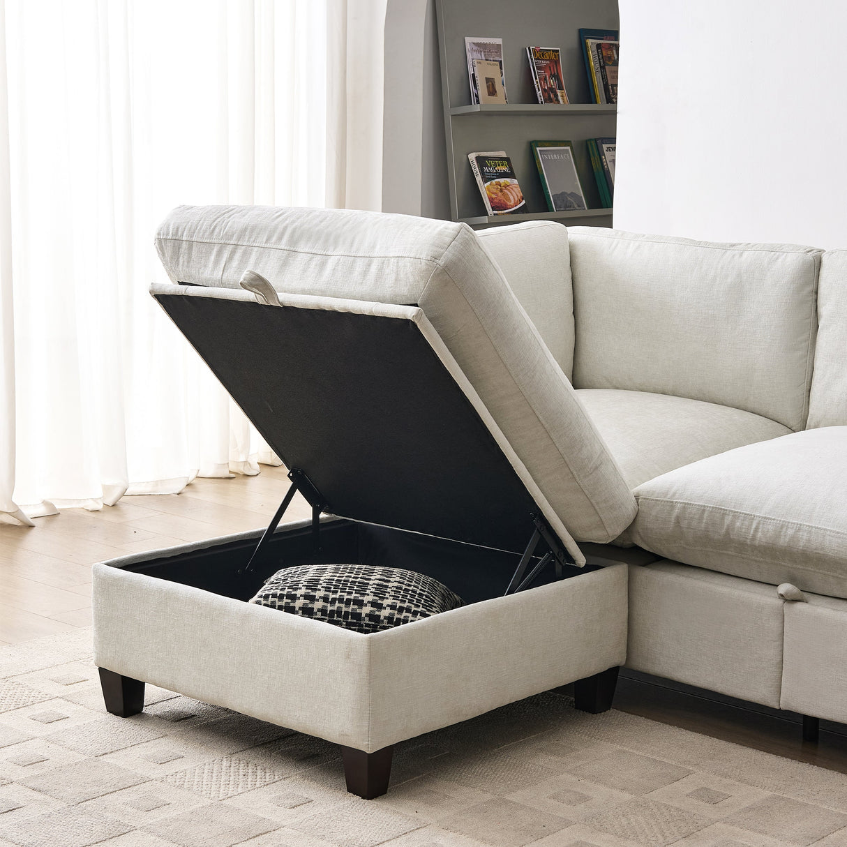 96.5" Sectional Couch for Living Room, Upholstered Soft Chenille Fabric Sofa