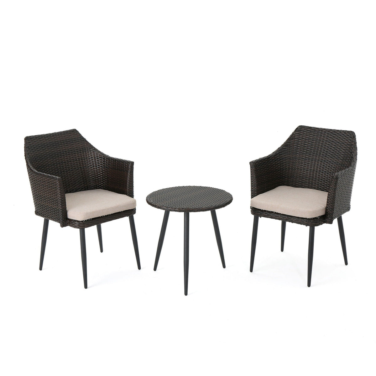 Kenneth - 3 Pieces Chat Set Outdoor Furniture - Brown Multi