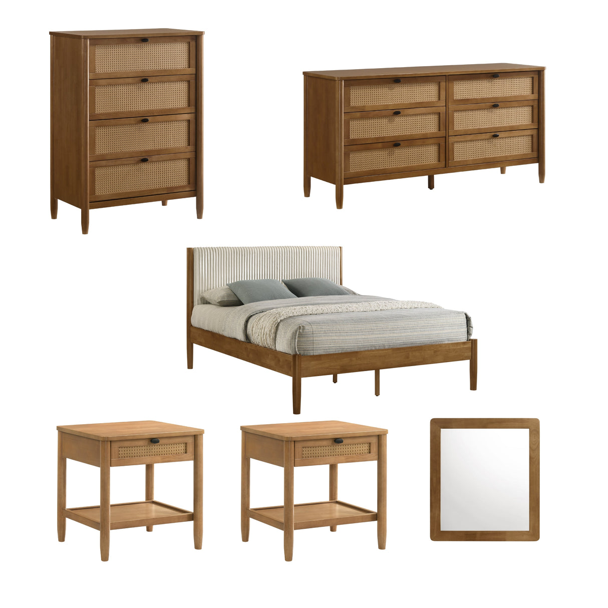 Vichy 6-Piece Rubberwood Bedroom Set