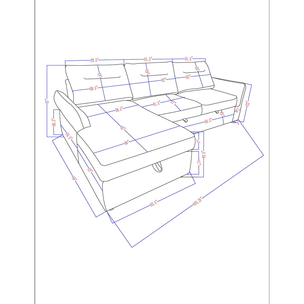 Montana - Sofabed With Storage - Gray