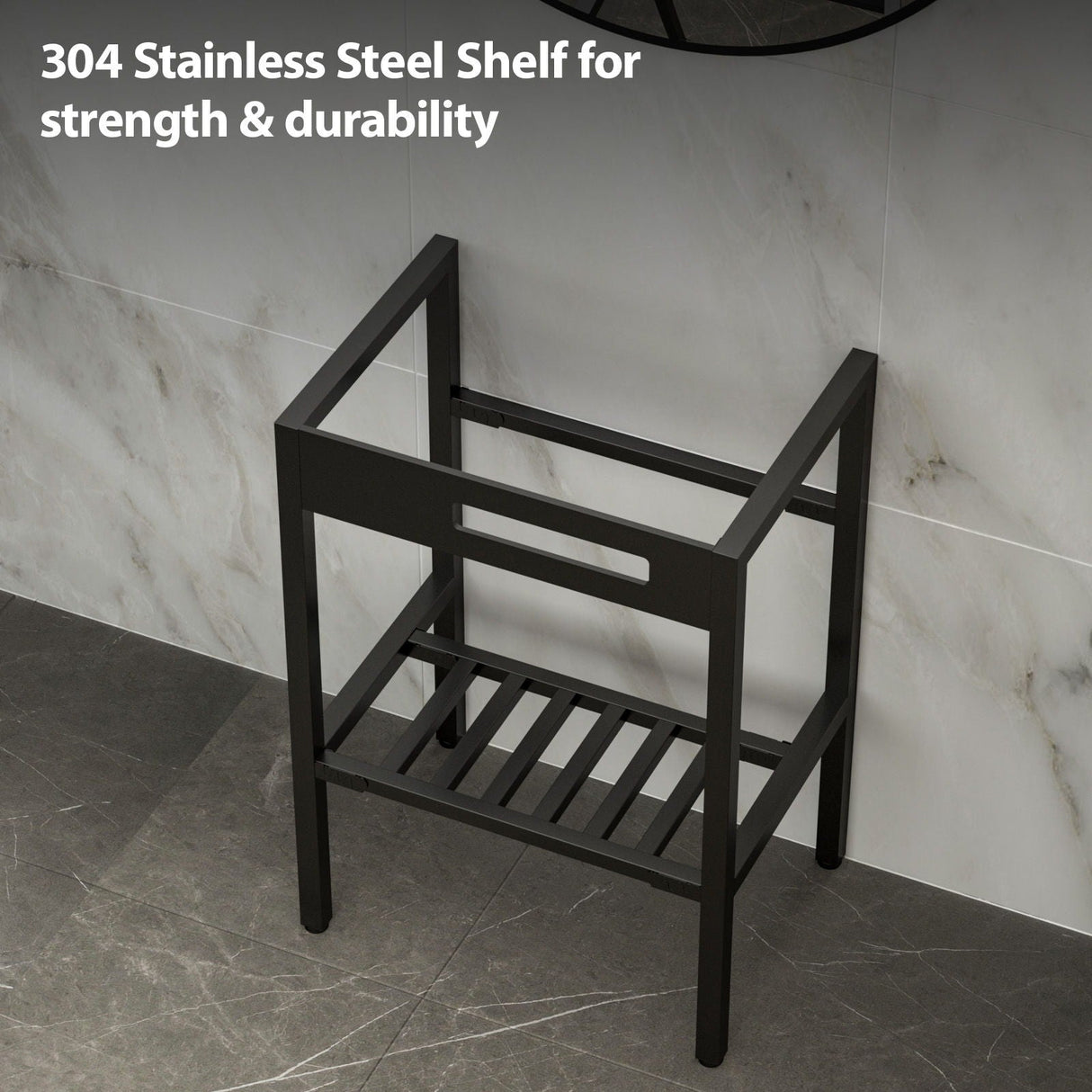 Console Sink With Legs, 24" X 18", Durable Porcela With Frame - White / Black