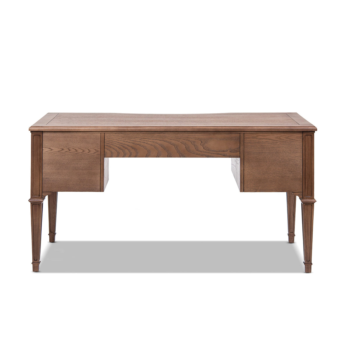 Dauphin Gold Accent 5-Drawer Wood Executive Desk Brown Ash Wood & Veneer