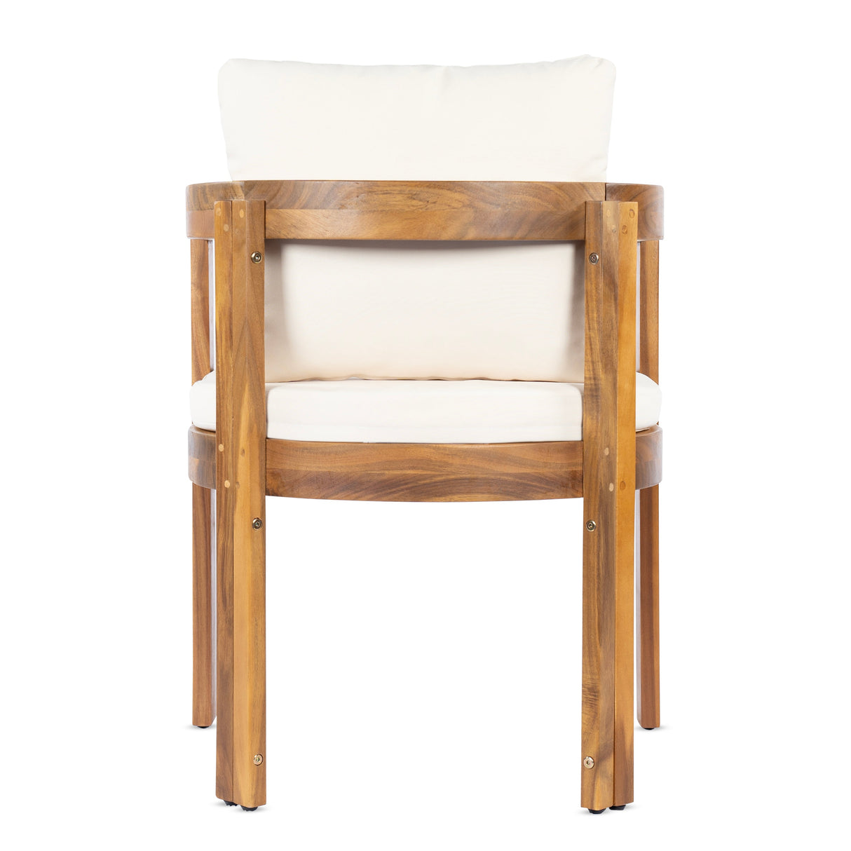 7 Pieces Acacia Wood Outdoor Dining Set with Cream Cushions