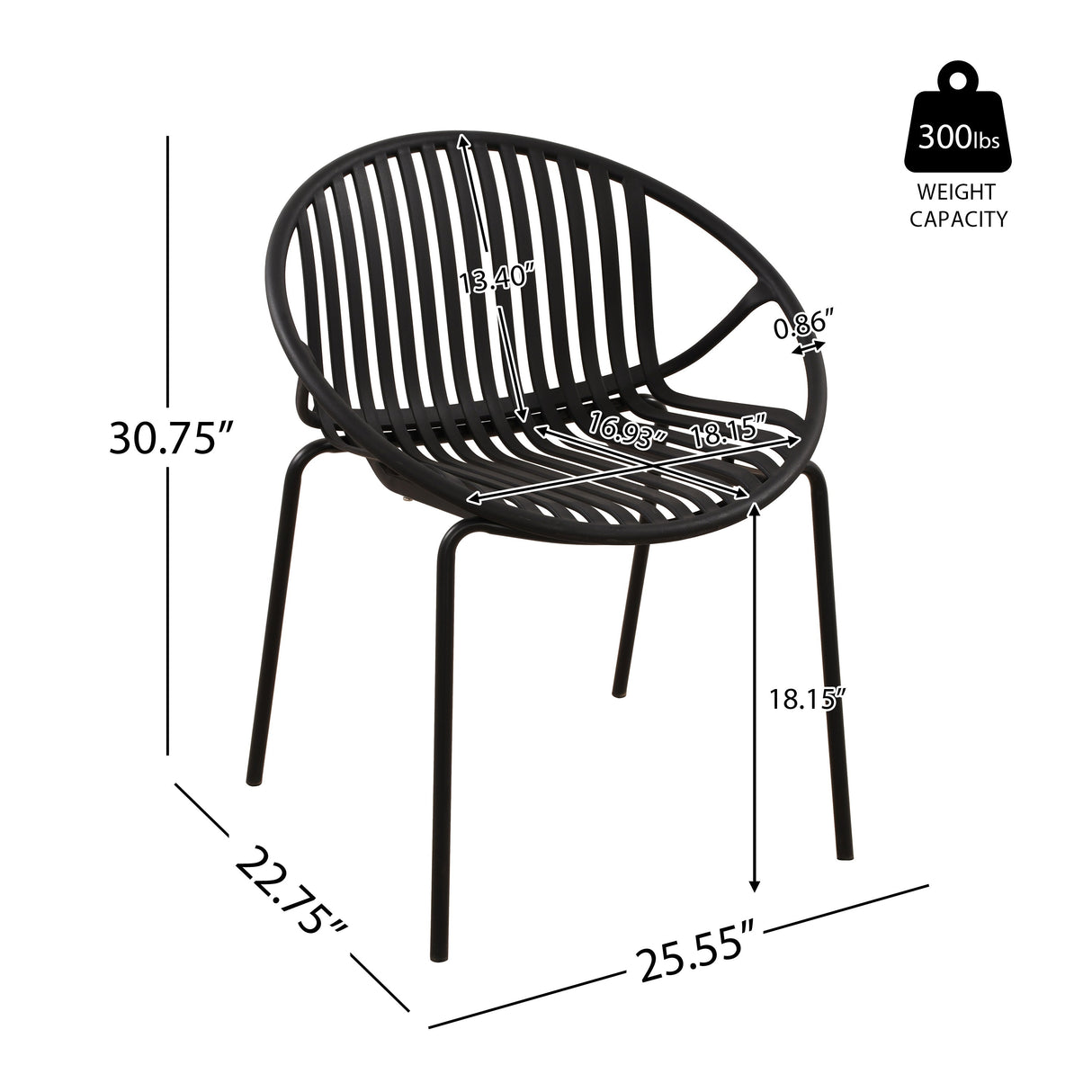Modern Simple Art Style Patio Dining Chairs with Breathable Design (Set of 2)