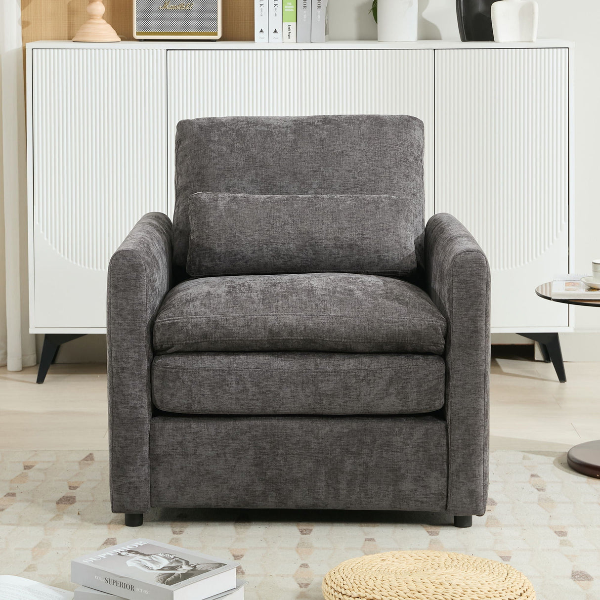 Cozy Upholstered Cushion Armchair For Living Room