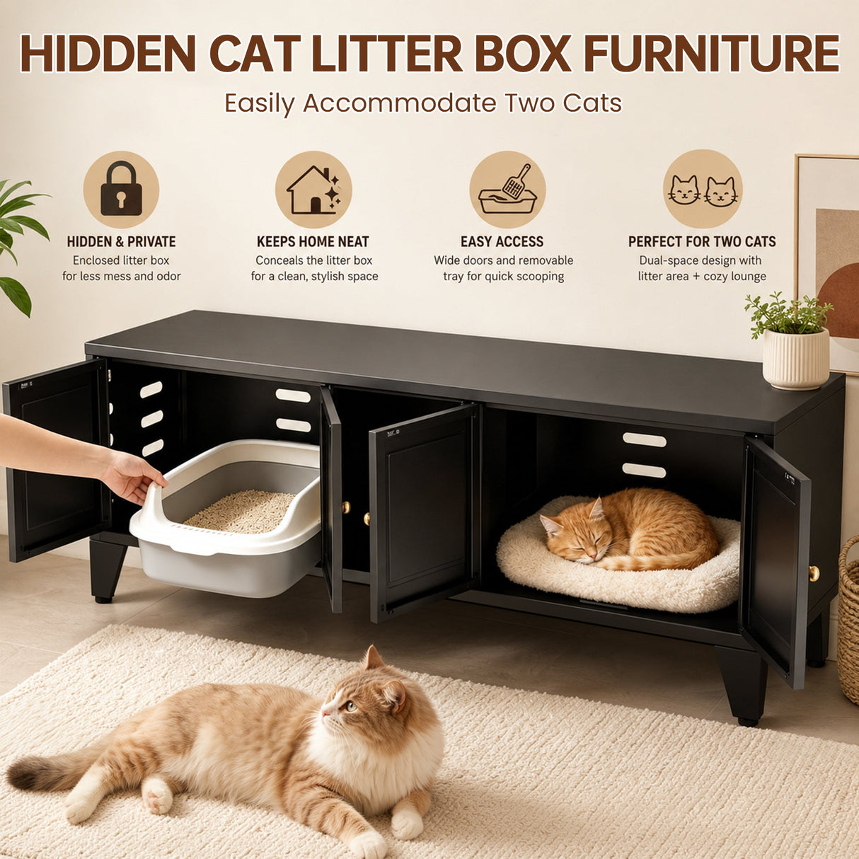 58" Metal Cat Litter Box Enclosure