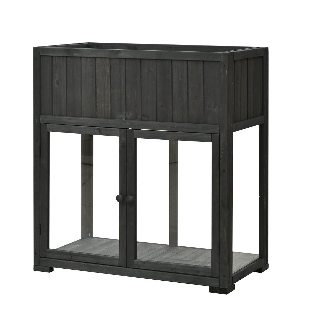 TOPMAX Patio Mini Wood Cold Frame Greenhouse with Wheels