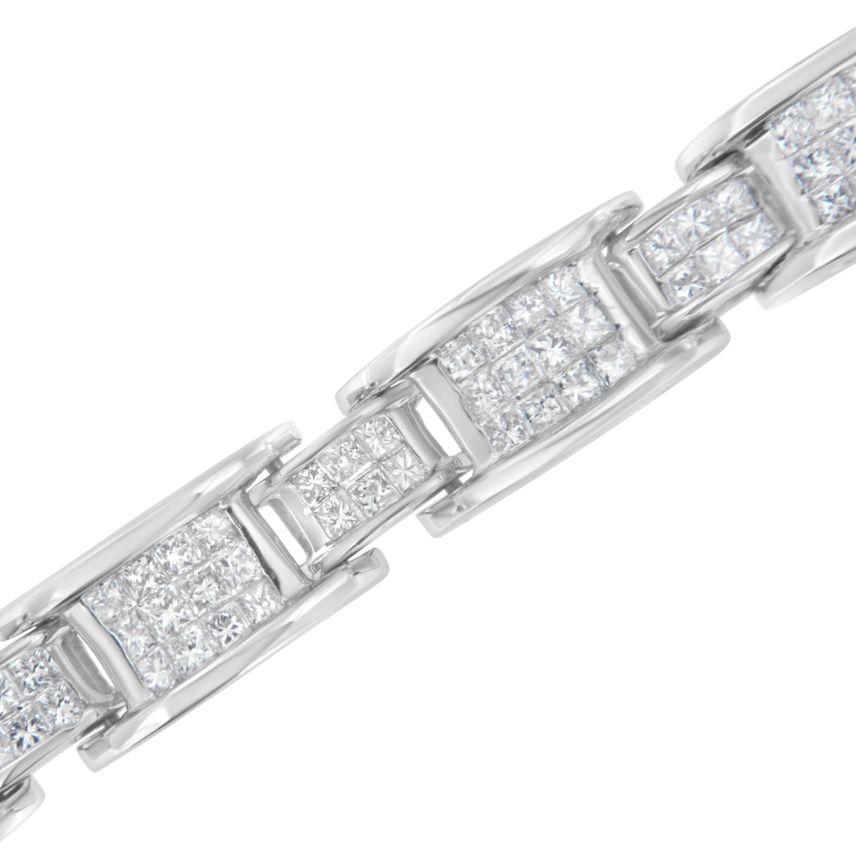 14K White Gold 5.0 Cttw Princess Cut Diamond Invisible Set Alternating Size D Shaped Links Tennis Bracelet (H-I Color, SI2-I1 Clarity) - 7â€