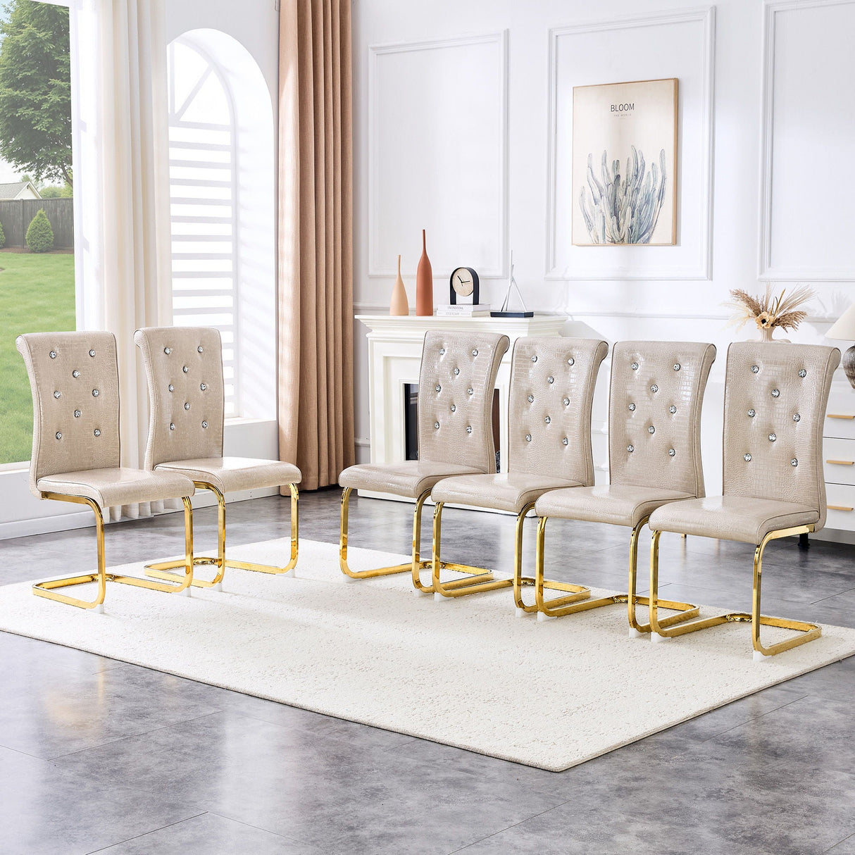 Elegant Design Alligator Skin Upholstered Dining Chairs