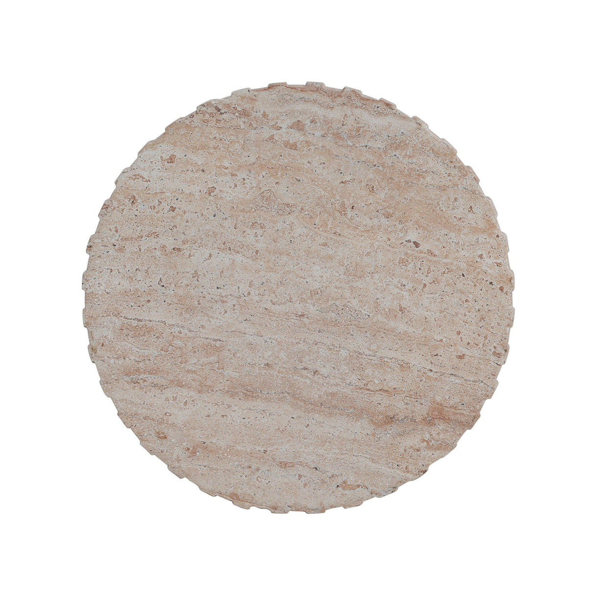 Elegant Outdoor / Indoor Lightweight Concrete Side Table With Travertine - Beige