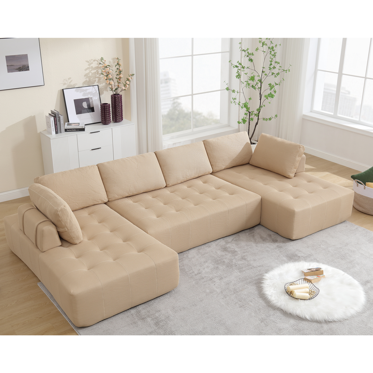 138.5-'Modular-Combination-Sofa,-U-shaped-Sofa,-Khaki-Sofas-&-Sectionals