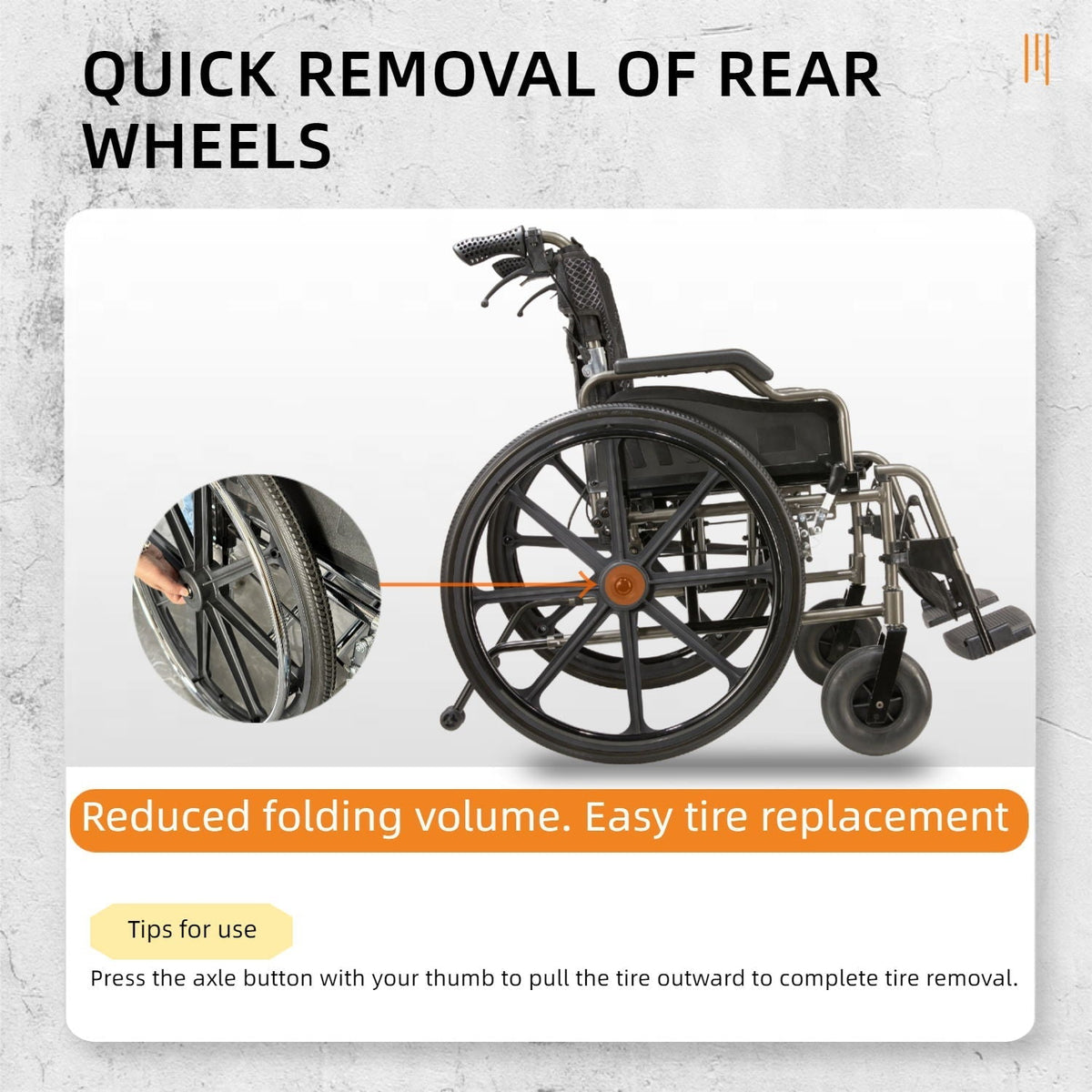 Lightweight Foldable Nursing Wheelchair with 300 lbs Capacity - Gray
