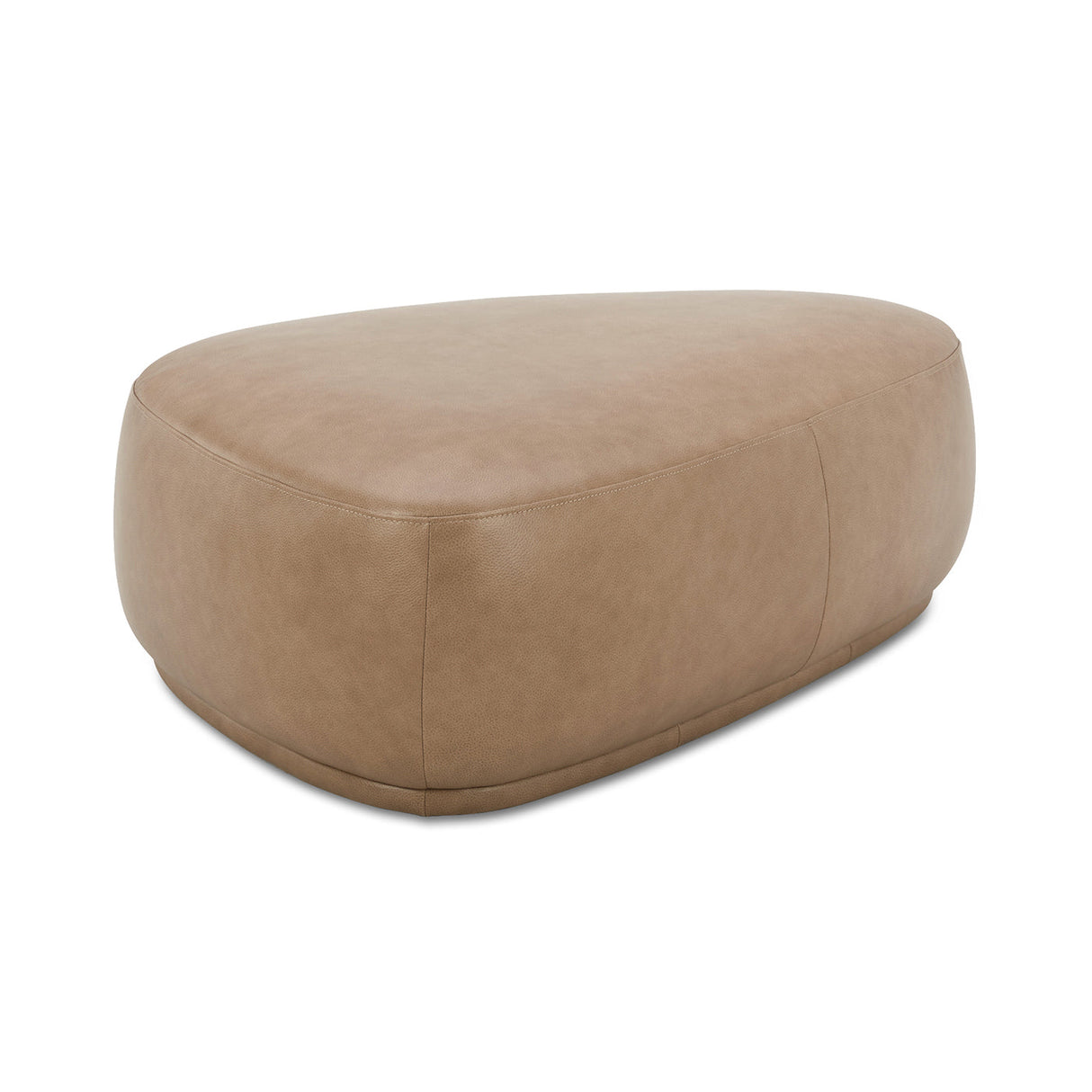 Pebble 44" Rounded Triangle Cocktail Ottoman in Tuscan Tan Brown Leather
