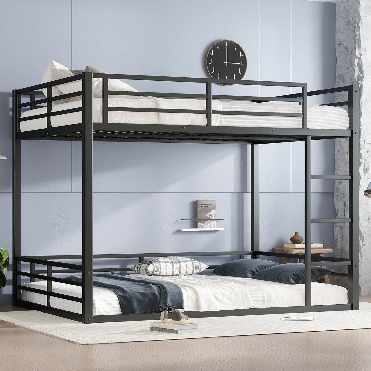 Metal Queen Over Queen Bunk Bed for Teens and Adults