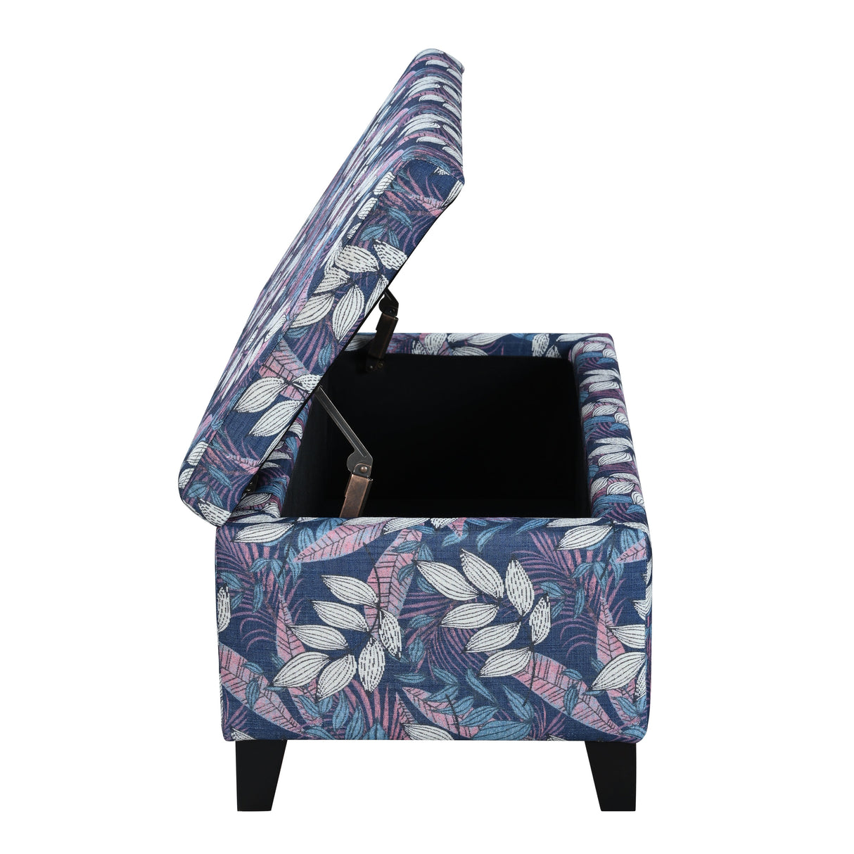 Luxury Storage Ottoman with Floral Patterned Fabric