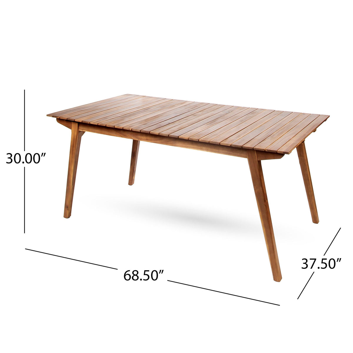 Teak Wood Outdoor Dining Table with Sturdy Frame - Light Brown