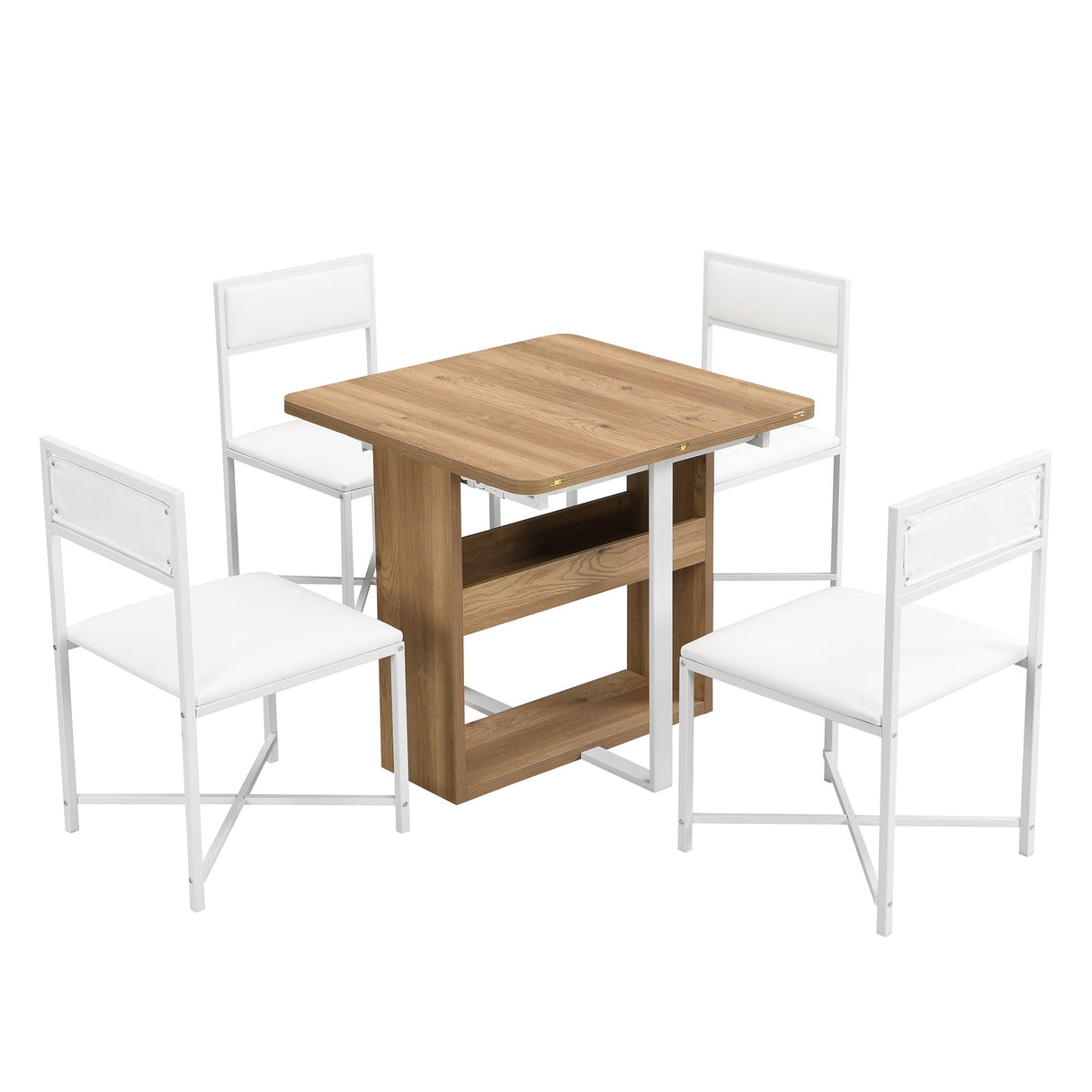 TOPMAX Modern Compact 63-inch 5-Piece Extendable Dining Table Set