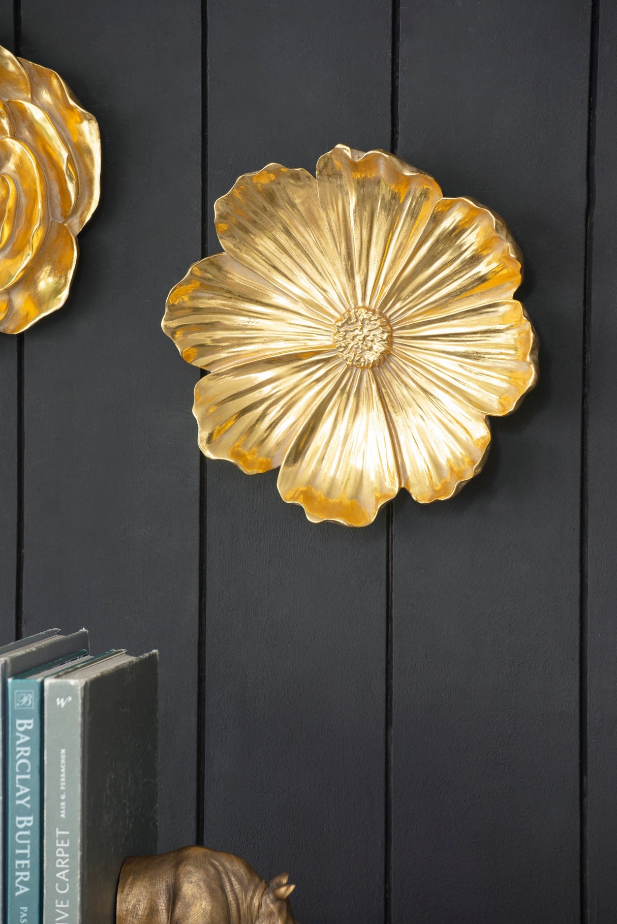 S/2 Gold Rose Hanging Wall Accents