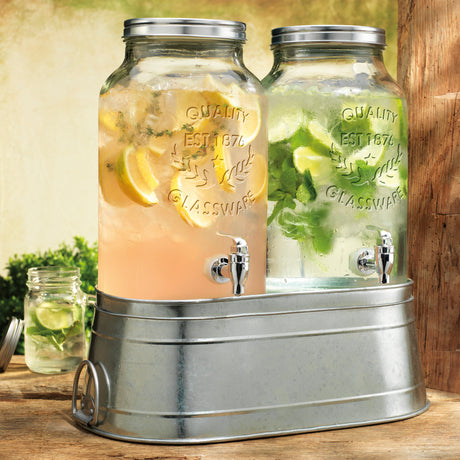 Twin-Vintage-Beverage-Dispensers-On-Galvanized-Base-Bar-&-Beverage-Accessories