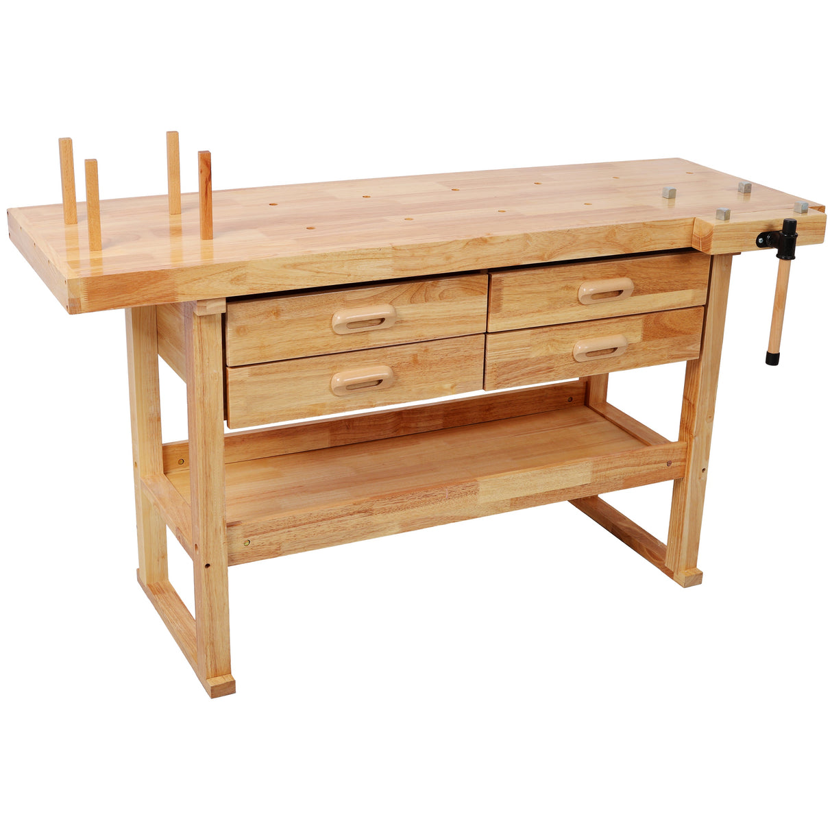 60-Inch Rubber Hardwood Workbench with 4 Drawers
