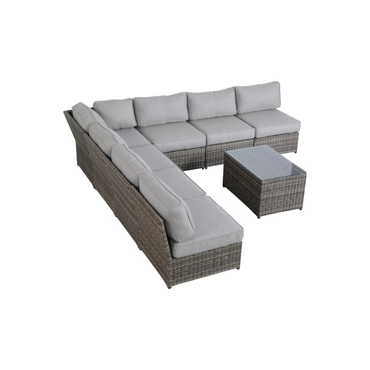 Comfortable Modern Patio Rattan Sectional Set With Cushions