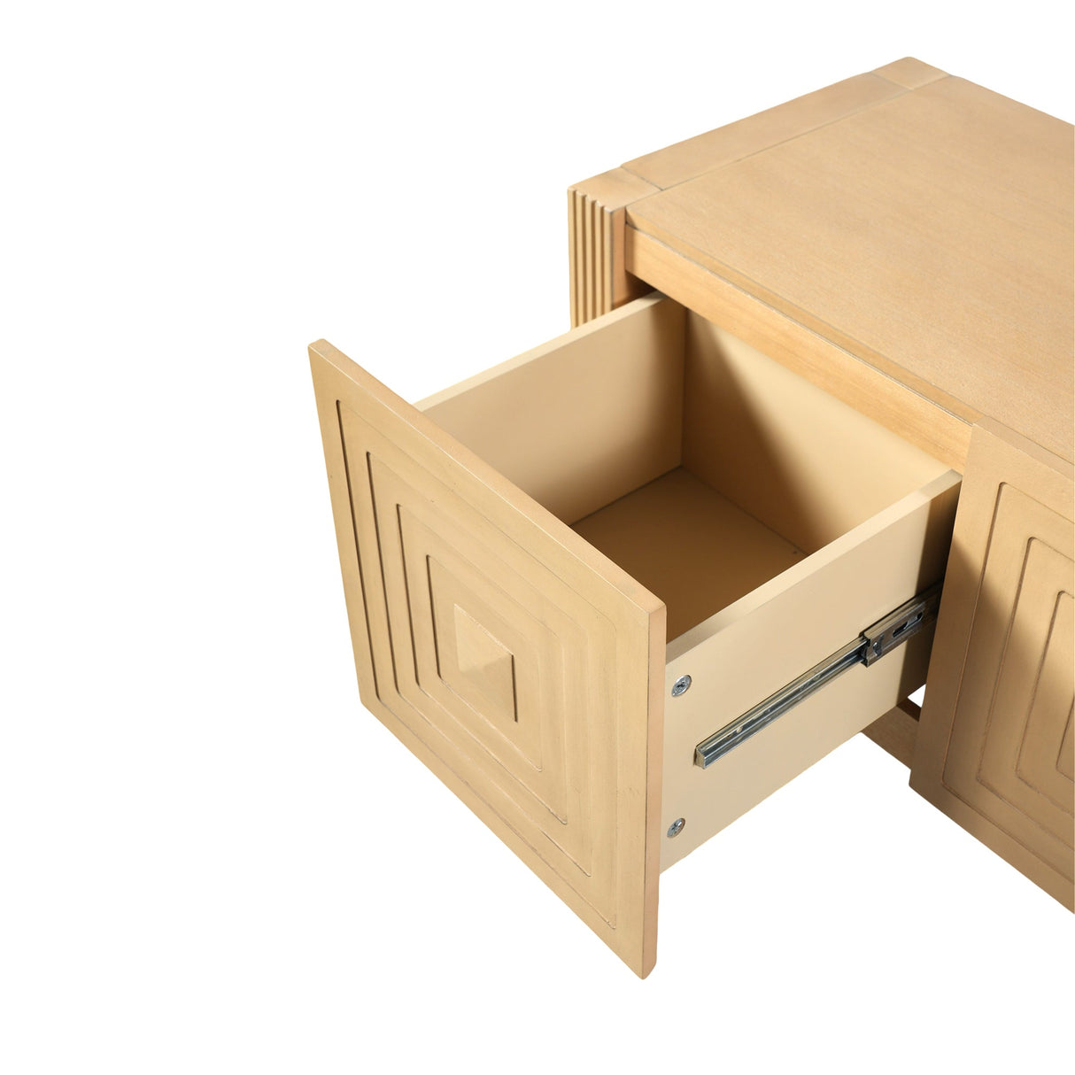 Geometric Carved Console Table with Soft-Close Drawers