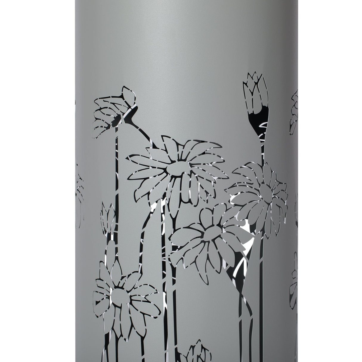 34.25'H Light Gray Metal Cutout Outdoor Water Fountain with LED Lights