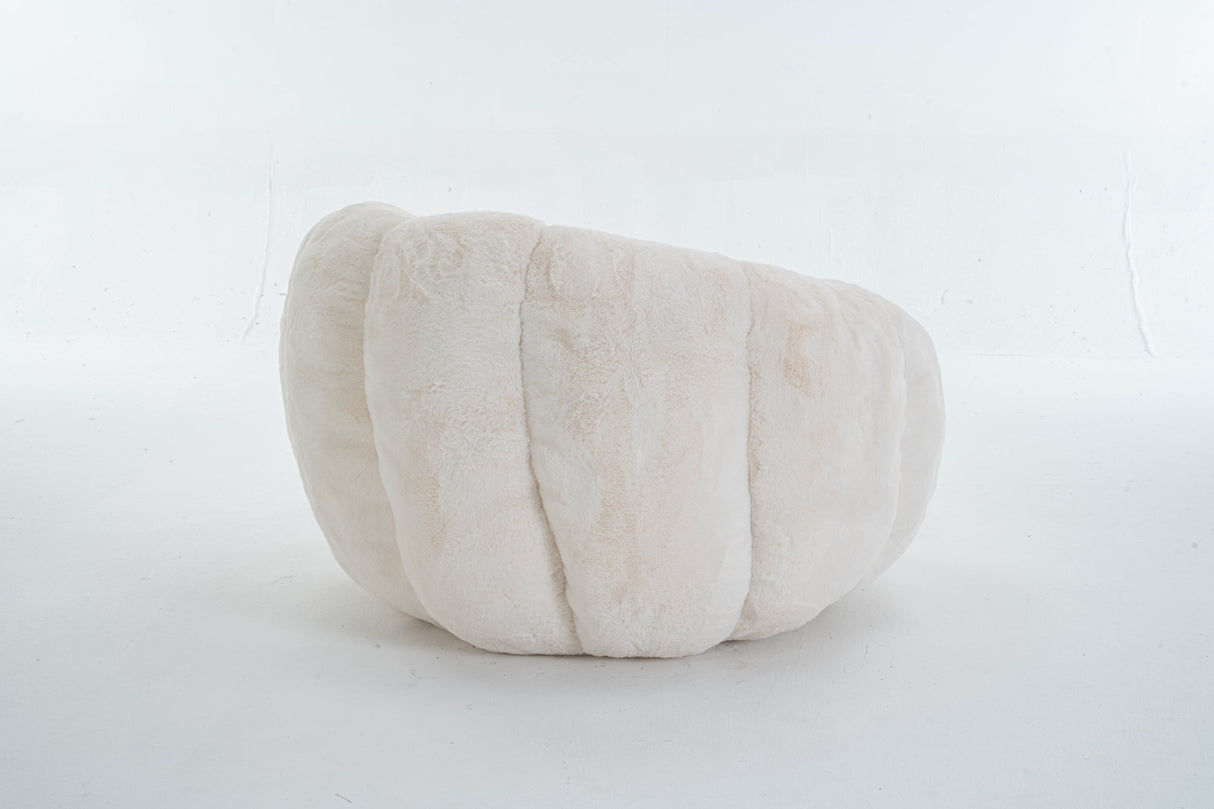 Adult Bean Bag ChairFloral-Shaped Bean Bag SofaUltra-Soft Faux Fur SofaLarge Reading Chair for Living Room or BedroomBeigeSingle-Seater