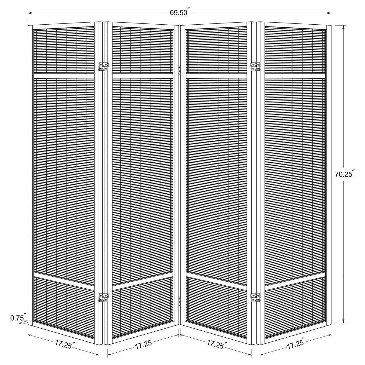Sensei - 4 Panel Bamboo Room Divider Folding Screen - Natural
