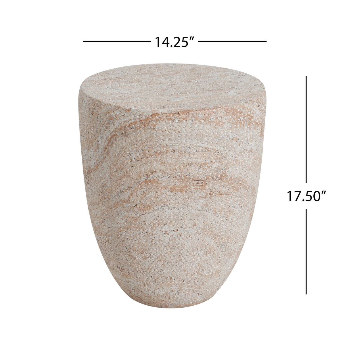 Outdoor / Indoor Lightweight Concrete Side Table, Travertine - Beige