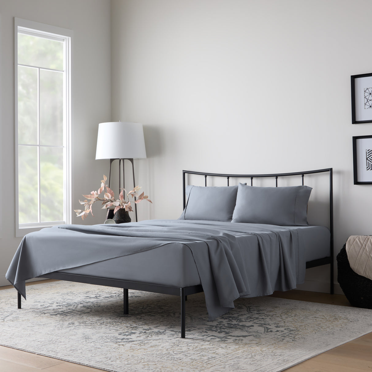 Weekender 90gsm Microfiber Sheet Set, Twin, Charcoal