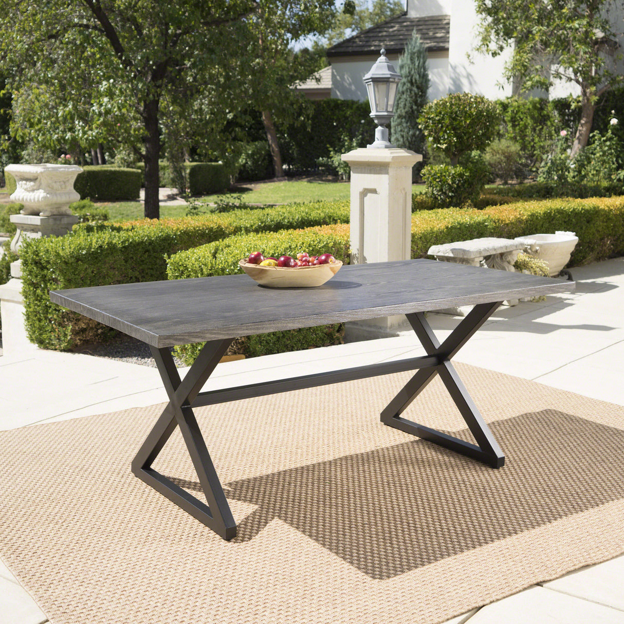 Rolando-outdoor-aluminum-dining-table-with-steel-frame,-grey-/-black-Outdoor-Tables
