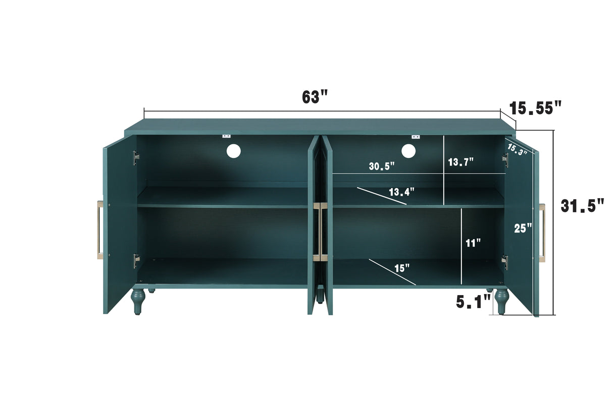 63'' Large Carved Flower Doors Storage Cabinet