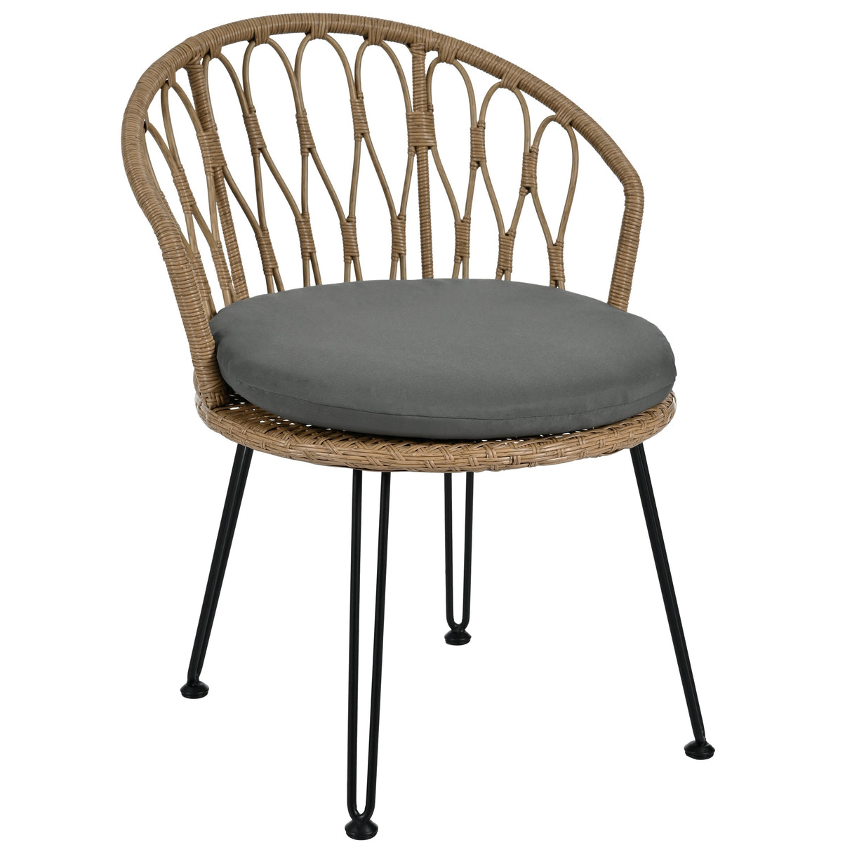 U_STYLE Outdoor Leisure Set with 2 Rattan Chairs & Glass Table