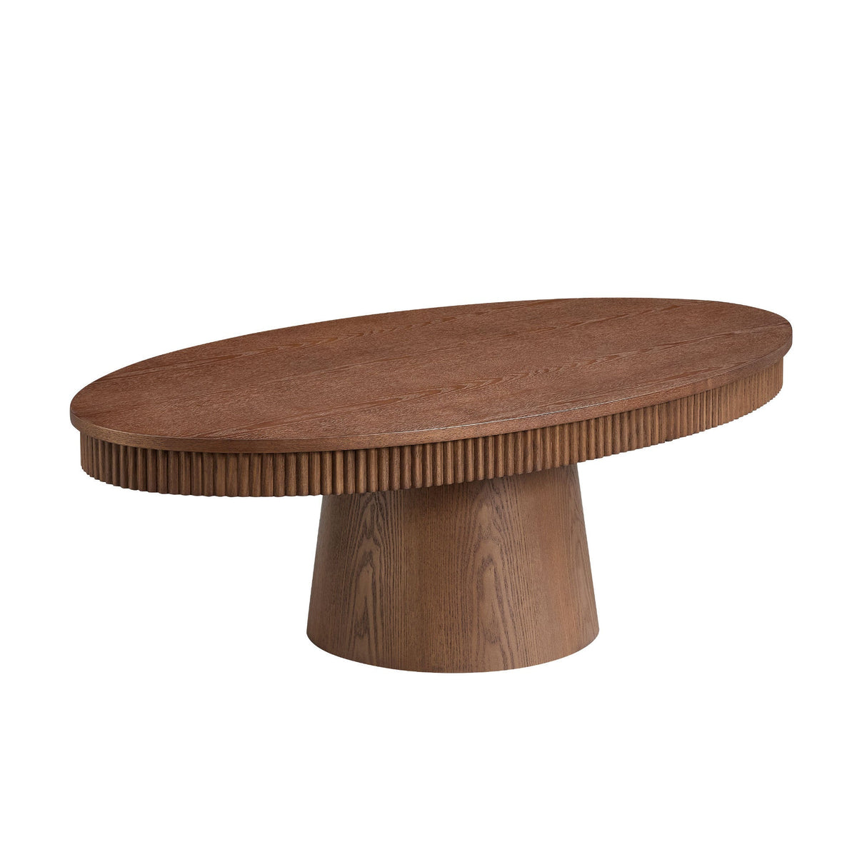 Modern Design Oval Handcraft Drum Coffee Table Length 47.24 inch Walnut Color