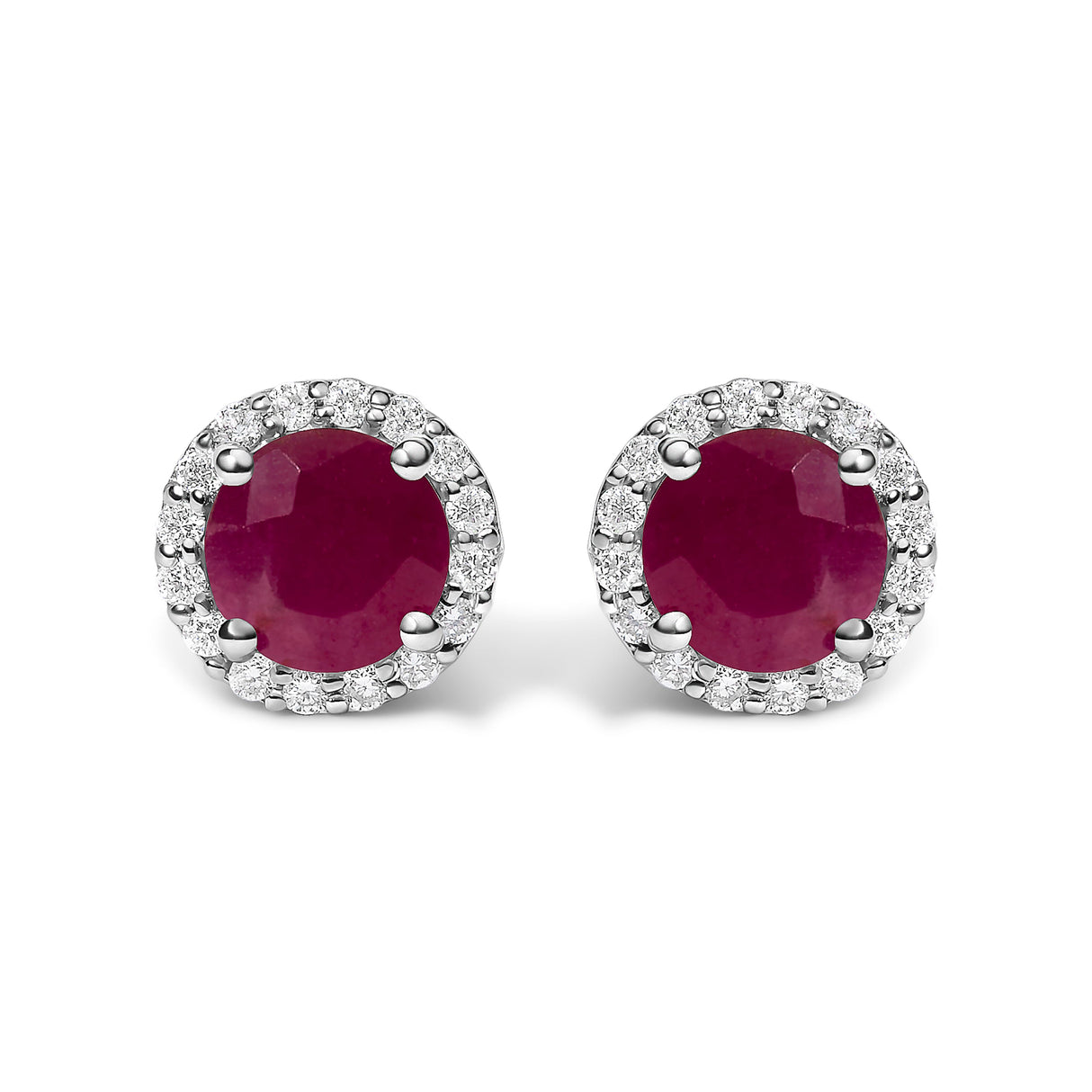 10K White Gold Purple Amethyst and 1/6 Cttw Diamond Halo Stud Earring