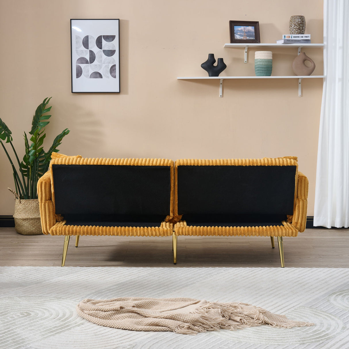 Luxury Foldable Double Sofa Bed With Folding Armrests
