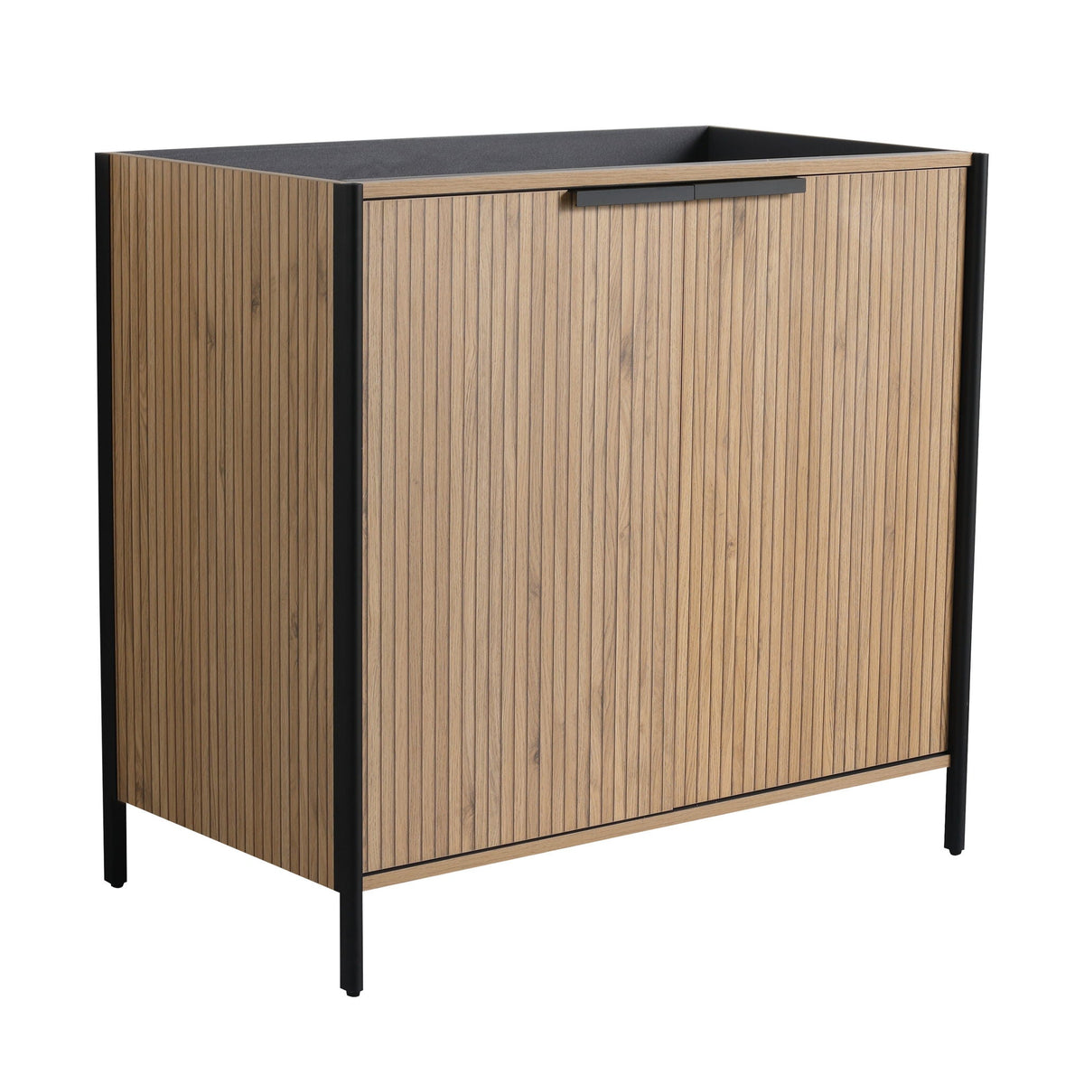 Light Brown Contemporary Freestanding Bathroom Vanity with Adjustable Shelves