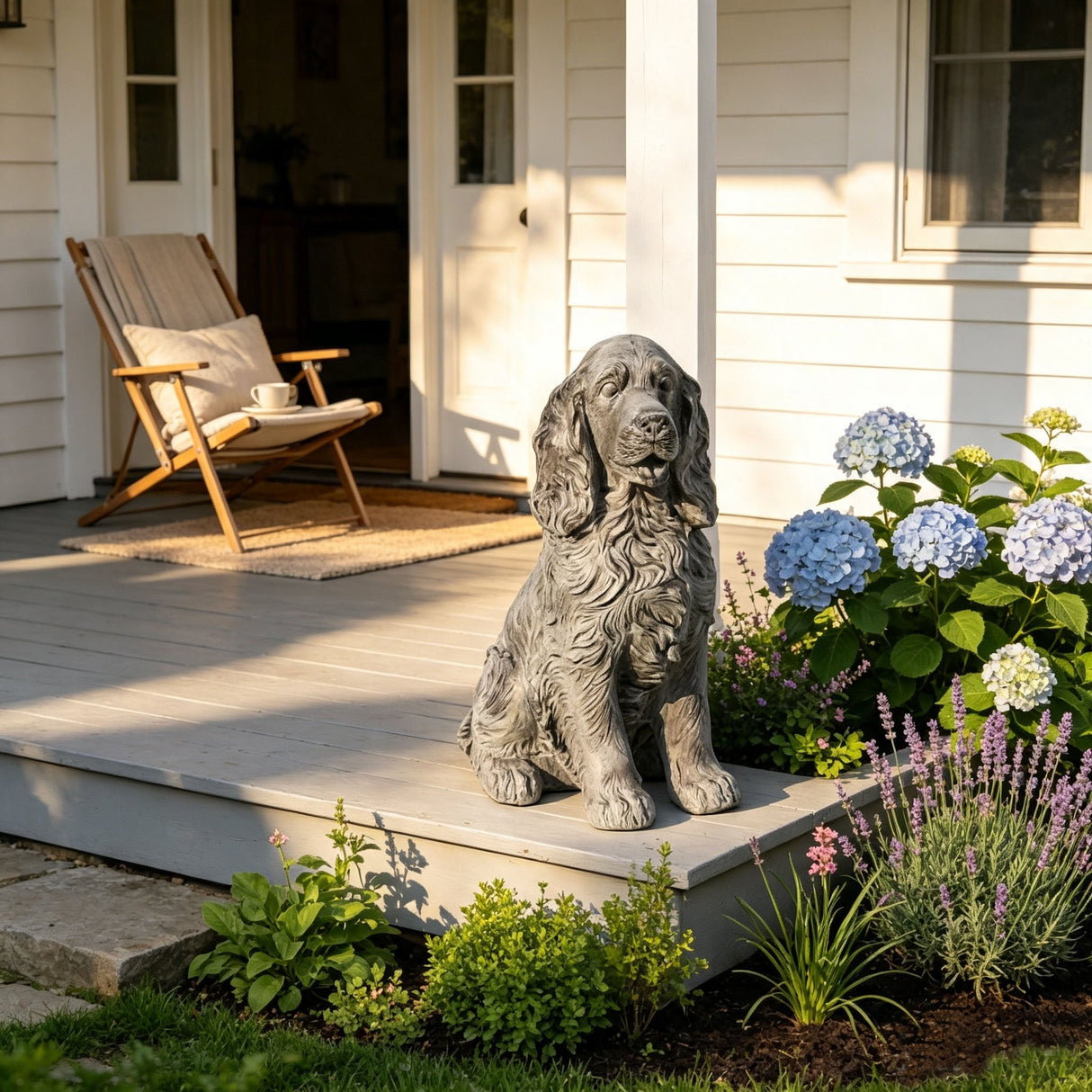 20'' Antique Finish Realistic Sitting Cocker Spaniel Dog Statue