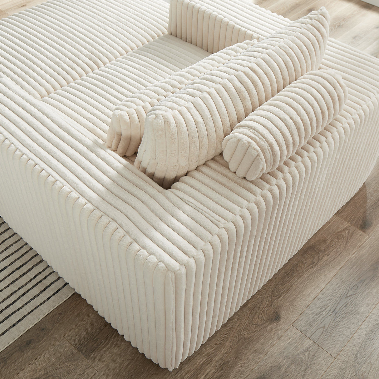 75-Inch Corduroy Sofa Lounge Chair with Removable Footrest