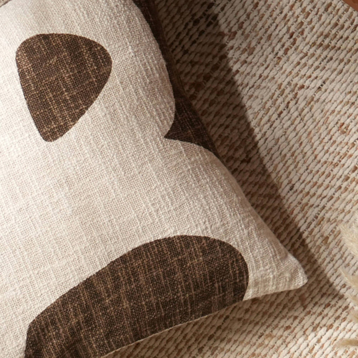 Handcrafted Cotton Slub Abstract Printed Square Pillow