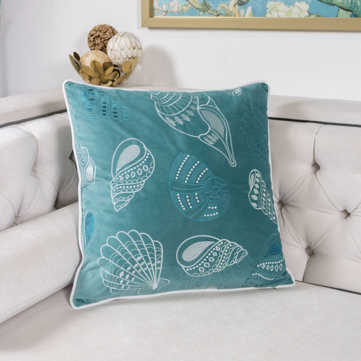 Blue and Spa Seashells Set of 2