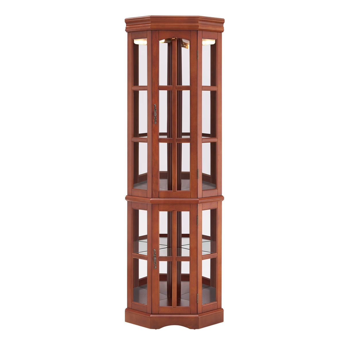 Corner Curio Cabinet With 5 Shelves And Lighting System (E26 Light Bulb Not Included)