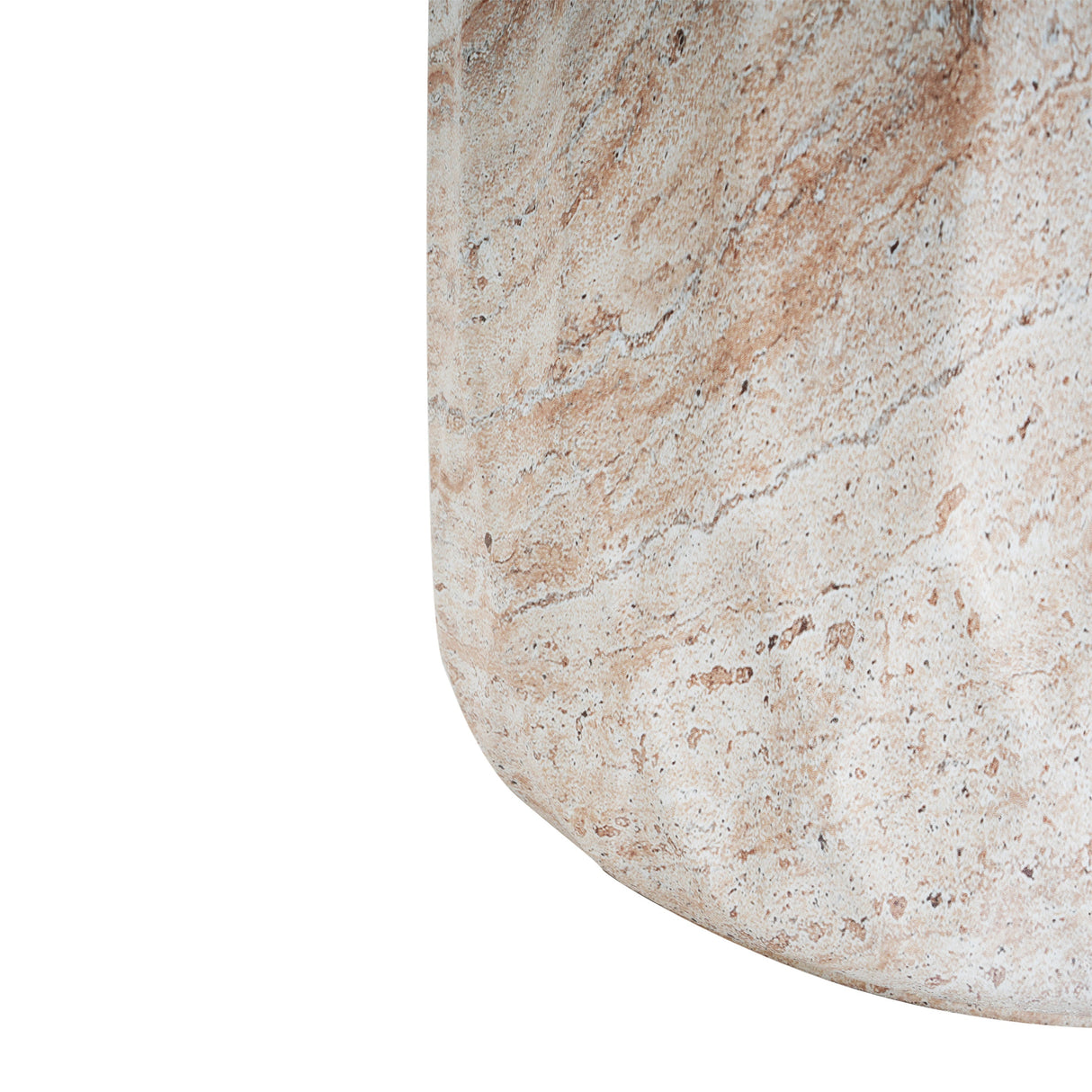 Elegant Indoor/Outdoor Lightweight Concrete Cylinder Side Table with Travertine Finish Beige