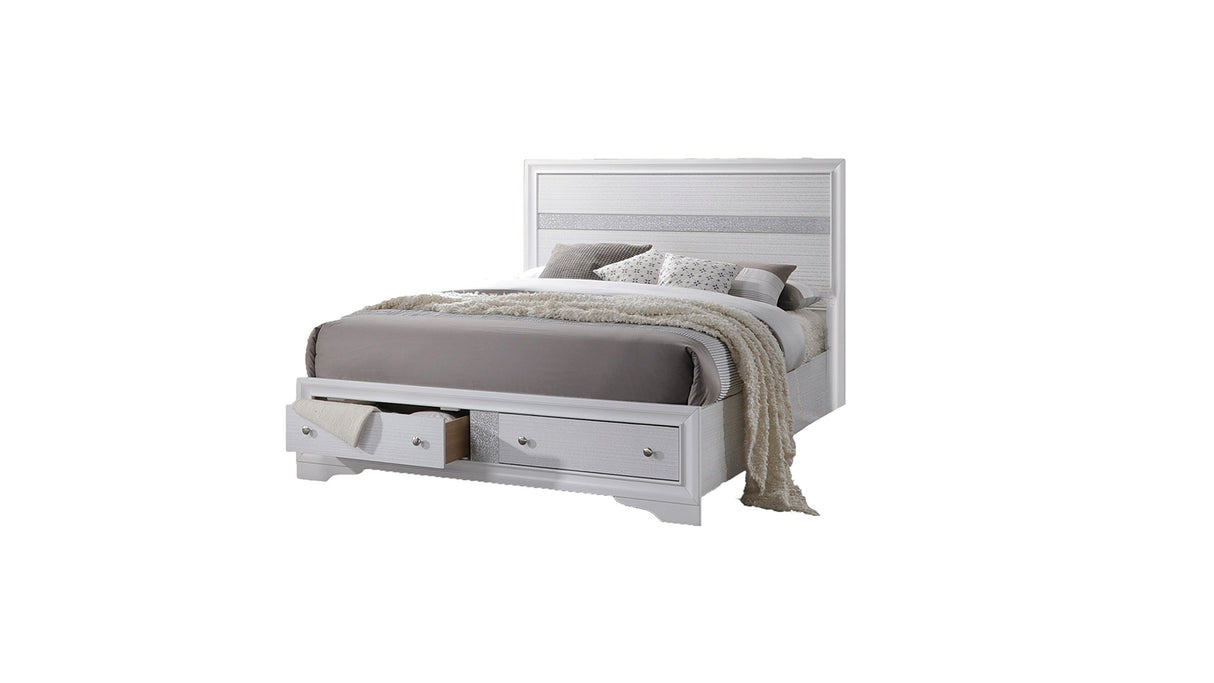 Traditional Style Queen 4 Pc Storage Bedroom Set Made with Wood in White